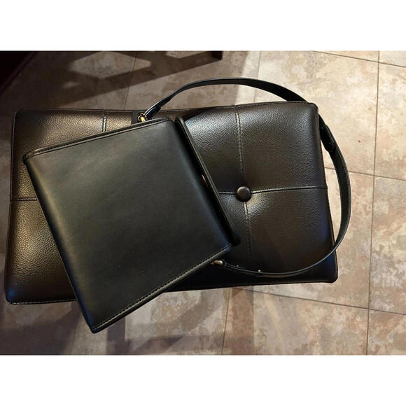 COACH REMAKE NO. 137 3 WAYS HAND SHOULDER GEOMETRIC TOP TURNLOCK BAG GOLD BLACK - Picture 7 of 9